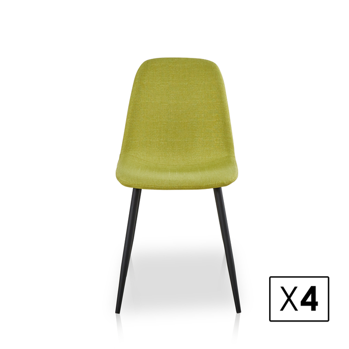 FURNITURE STYLE FS5192LIMAFAB MARGOT Pack 4 Textile Dining Chairs Lime Green