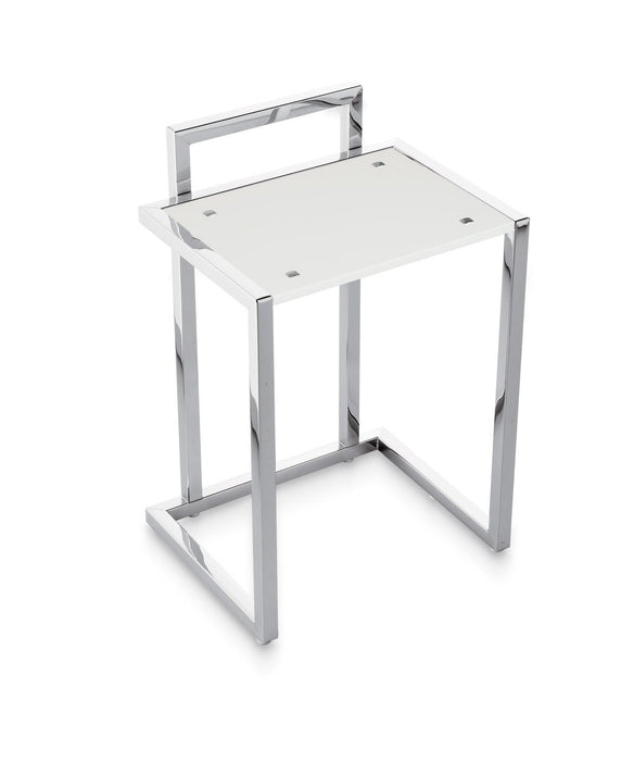 BELTRAN 2019 STOOL Square Bench Chrome/White W/ Solid Surface Backrest