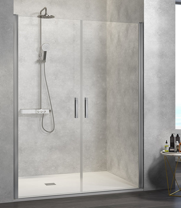 KASSANDRA NARDI Shower Screen Front 2 Swing Doors Bright Silver Transparent