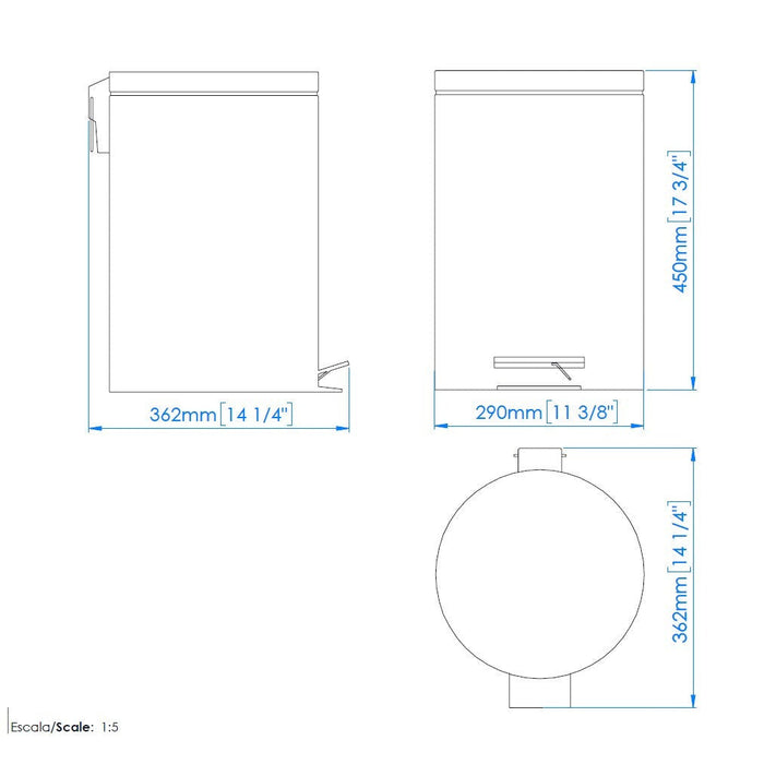 MEDICLINICS PP1321 Cubo Pedal Redondo 20L Inox Blanco