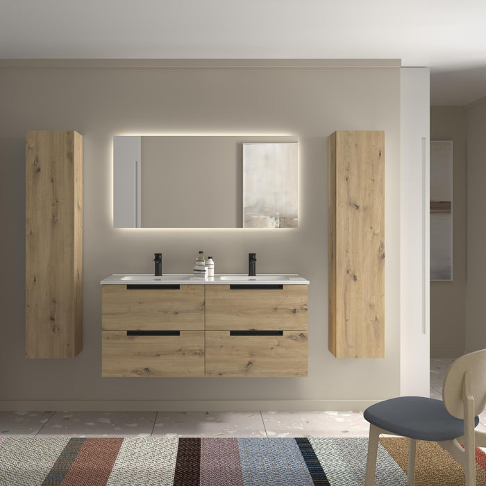 SALGAR 121982 LENI Mueble de Baño 2 pozas Porcelana 120cm Roble