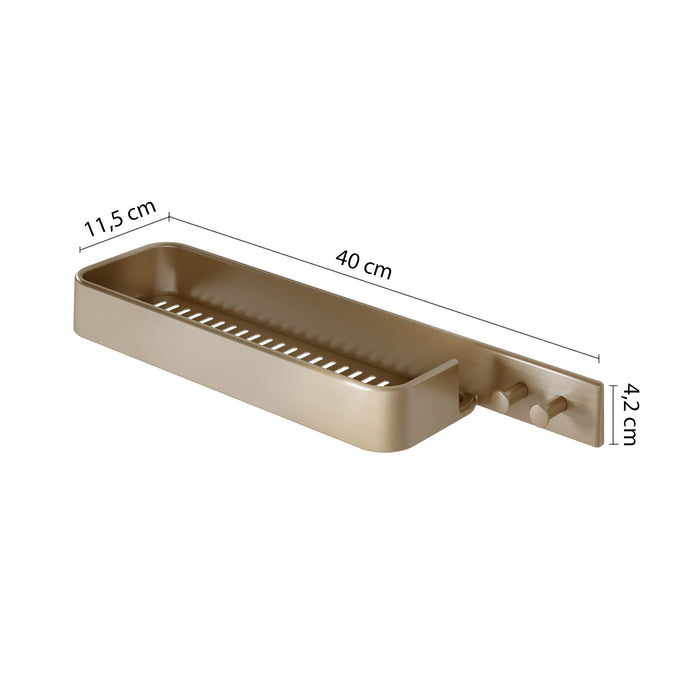 GEDY A9188800000 IL GIGLIO Porta objetos rectangular con percha oro mate