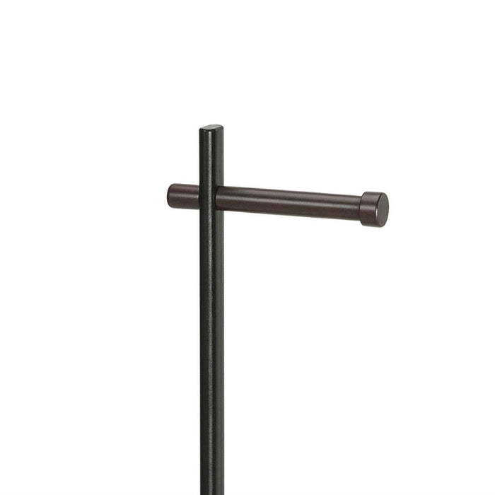 ANDREA HOUSE BA66192 Free-standing Toilet Paper Holder with Brush Black Metal and Wood