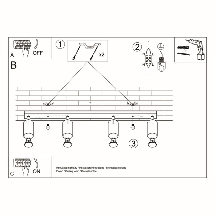 SOLLUX SL.0332 Ceiling Light RING 4L Black