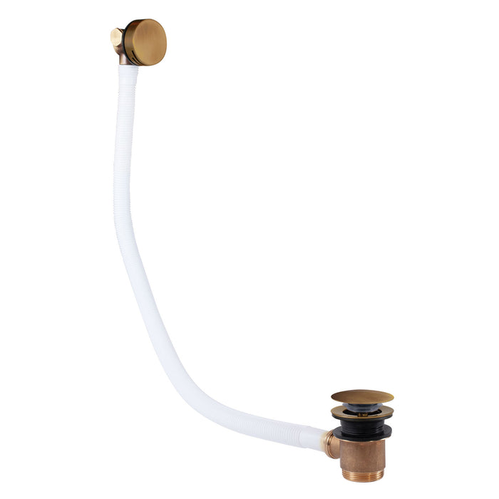 TRES 03453430LM FAUCET COMPLEMENTS Round Click-Clack Drain Valve and Filling with Overflow for Bathtub Matte Old Brass