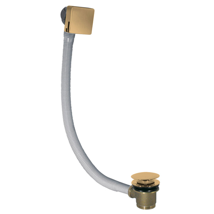 TRES 03453440OM COMPLEMENTOS GRIFERÍA Válvula Desagüe Cuadrado Click-Clack y Llenado con Rebosadero para Bañera Oro Mate 24K