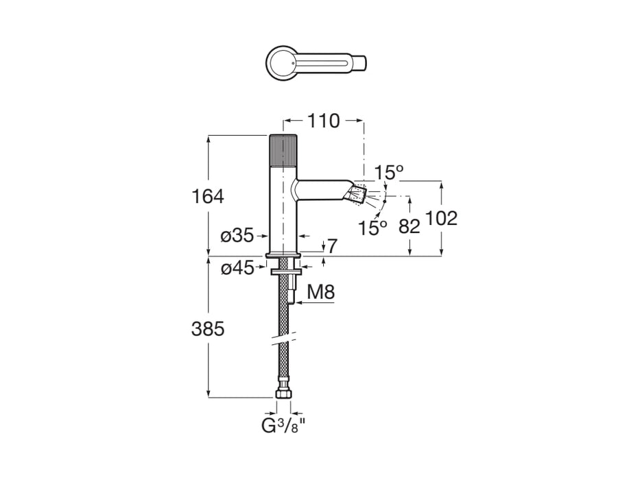 ROCA A5A6C3FC00 NU Grifo Monomando de Bidé Maneta Stripes Cromo