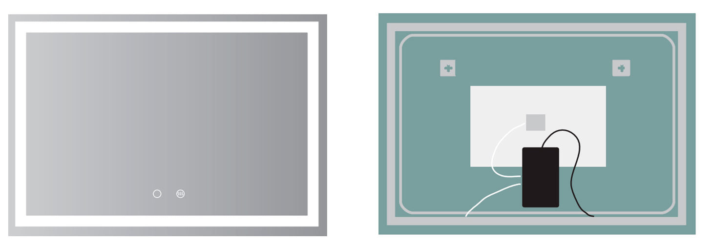 LEDIMEX HOLAN009/120 HOLANDA Espejo LED Cuadrado Luz Frontal Cromo 120x80 cm