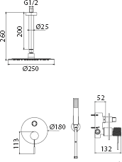 IMEX GTQ038/ORC TOP Conjunto Ducha Termostático Empotrado Oro Rosa Cepillado