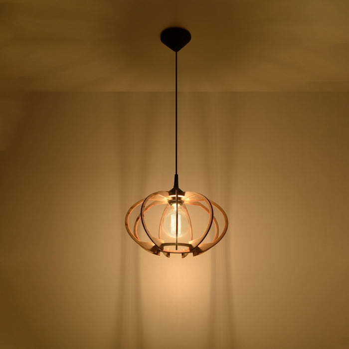 SOLLUX SL.0392 MANDELINO Natural Wood Pendant Lamp