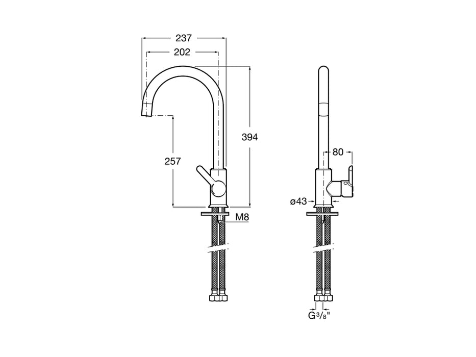 ROCA A5A7409CN0 MENCIA Grifo Monomando Cocina Caño Giratorio Cold Start. Negro Negro Titanio
