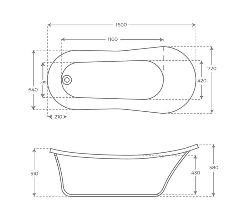 FOSSIL NATURA 06424 CAVELLY Bañera Vintage Acrílico Blanco Brillo Patas Cromo