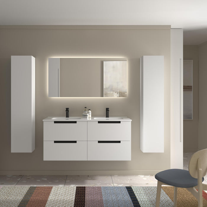 SALGAR 121980 LENI Mueble de Baño 2 pozas Porcelana 120cm Blanco Mate