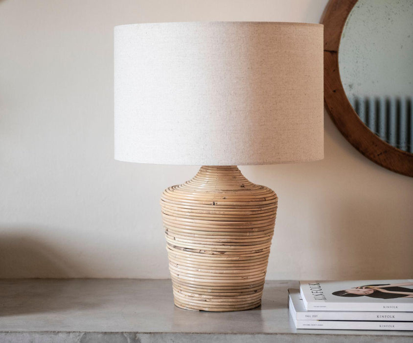 ANDREA HOUSE IL23074 Lámpara Palma Ratán Lino Ø39x51CM