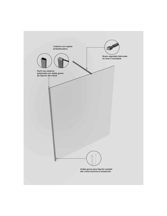 SB_X SCREEN Mampara Fijo Ducha 8 MM Cromo Transparente