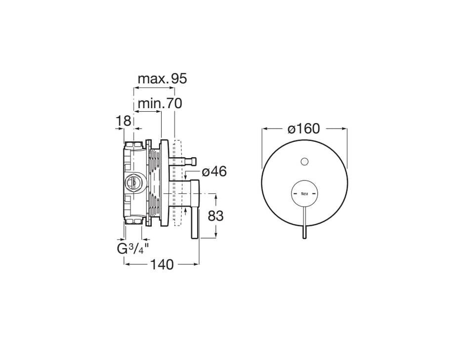 ROCA A5A0B9ECN0 ONA Grifo Monomando Empotrable para Baño-Ducha Negro Titanio