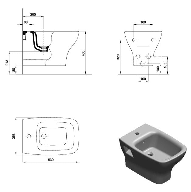 SANITANA POP SQUARE Wall Hung Bidet White Gloss