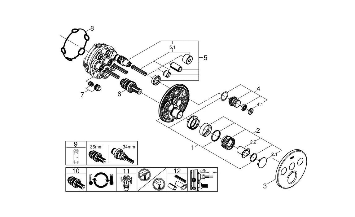 GROHE 36 327 002 EUROSMART Cosmopolitan E Mezclador de lavabo electrónico 1/2" tamaño M con mezclador y limitador ajustable de t
