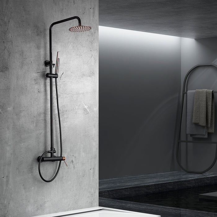 IMEX BDYS045/NOR MILOS STICK Black Rose Gold Single-Handle Shower Set