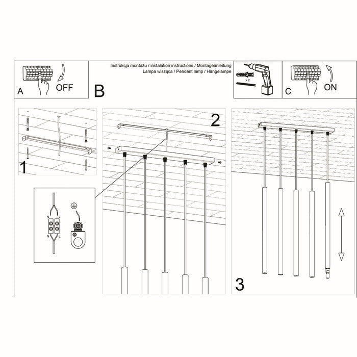 SOLLUX SL.0472 Lámpara Colgante PASTELO 5 Negro