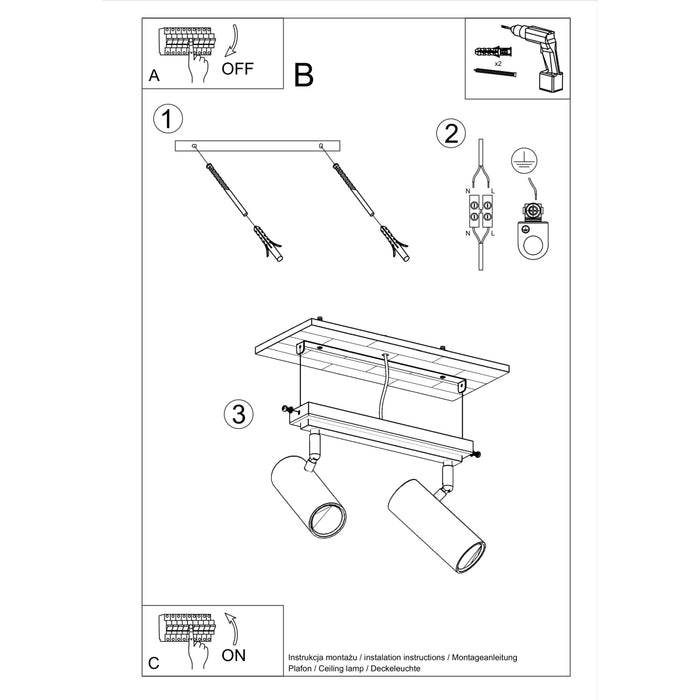 SOLLUX SL.0496 Ceiling Light DIREZIONE 2 White