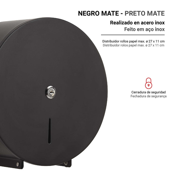 GEDY 24491400000 Matte Black Paper Roll Dispenser