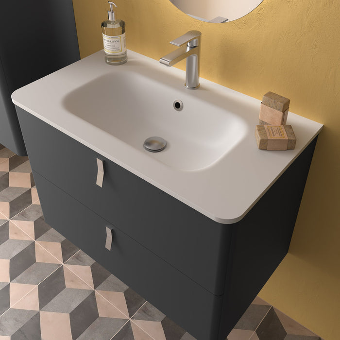 SALGAR UNIIQ Mueble de Baño con Lavabo 2 Cajones Color Antracita Mate
