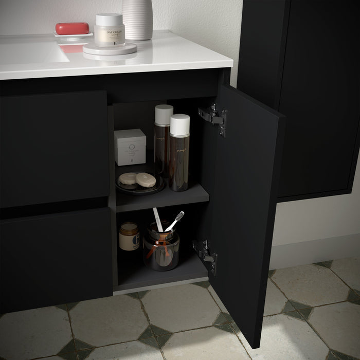 SALGAR NOJA 910 Mueble de Baño con Lavabo 2 Cajones 1 Puerta Izquierda Color Negro Mate