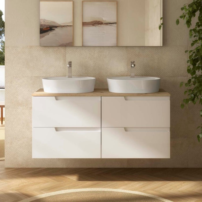 SALGAR VIMA Mueble Blanco Satinado 120 Con Tapa Roble Montana