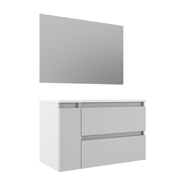 VISOBATH BOX Conjunto Mueble de Baño Derecha 2C+1P Suspendido Blanco Nieve Brillo