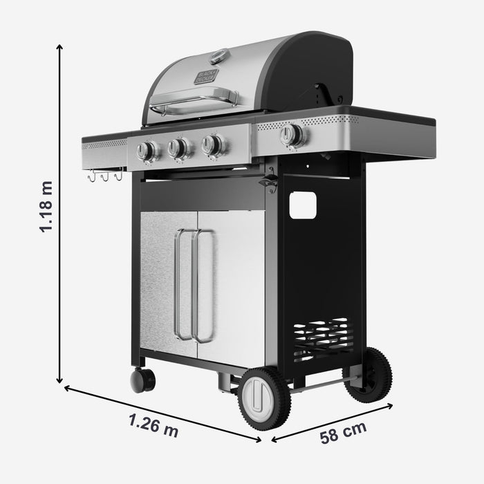 BLACK + DECKER BXOG12950E Barbacoa 3 Quemadores+1