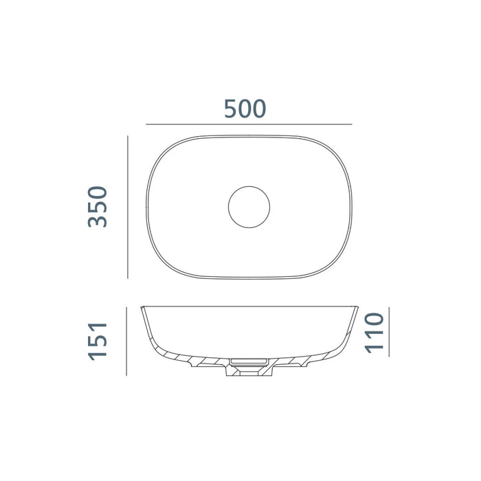 ACQUABELLA 53022966 VARS RECTANGLE XL Sink Above Counter 40 White Matte