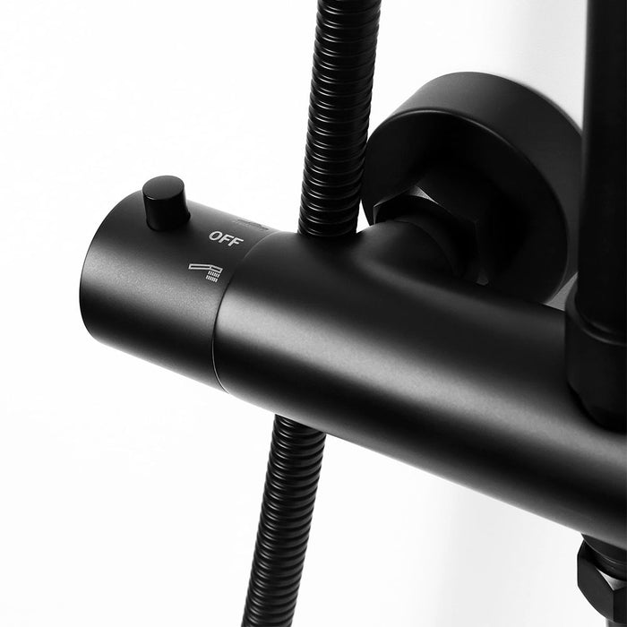 LLAVISAN 830084 Pack Thermostatic Column Round Black + Hanging Gel Holder Black