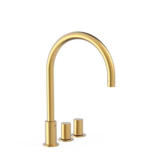 TRES 06110501OM STUDY Two-Handle Countertop Basin Sink 24K Matte Gold Color