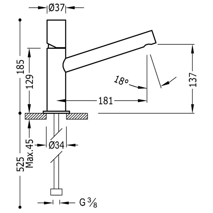 MAX-TRES 06120301 Grifo Lavabo Caño largo