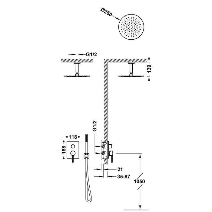 TRES 06228003 MAX Kit De Grifo Monomando Empotrado De 2 Vías Rapid-Box para Ducha Color Cromo