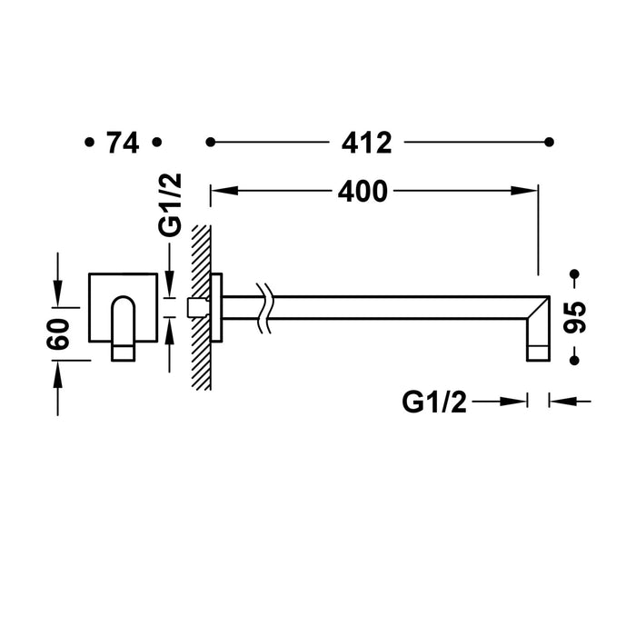 TRES 06243201AC SHOWER ACCESSORIES Wall Arm Steel Color