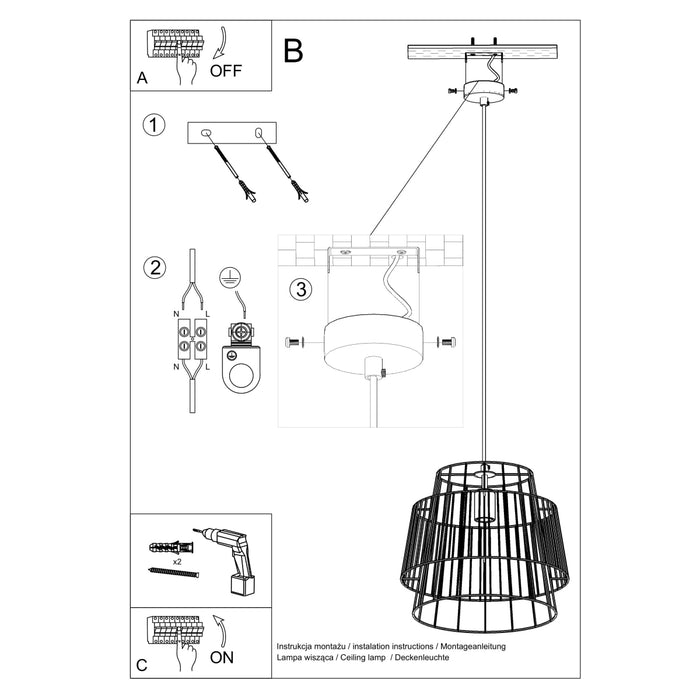 SOLLUX SL.0663 Pendant Lamp GATE Black