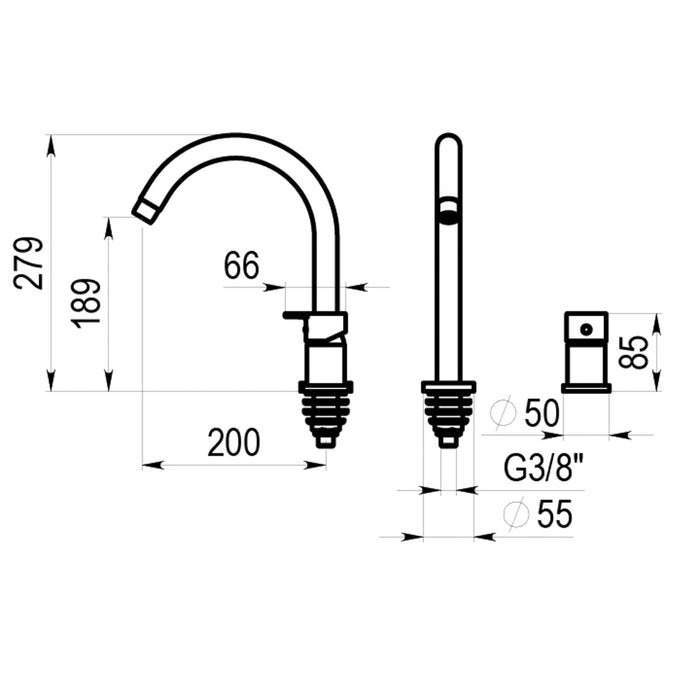 PRESTO 4655250 Aroha batería lavabo curvo Cromo