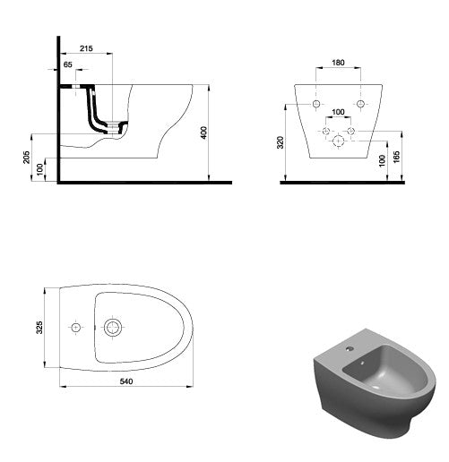 SANITANA POP ART Bidé Suspendido 54 Blanco Brillo
