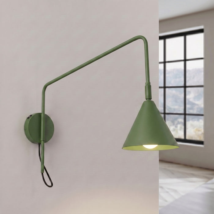 SOLLUX SL.2495 Aplique de pared NOX 1 verde oliva con interruptor