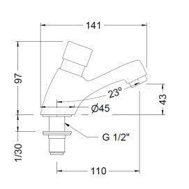 GENEBRE 1158 04 Grifo Lavabo Temporizado 1/2""