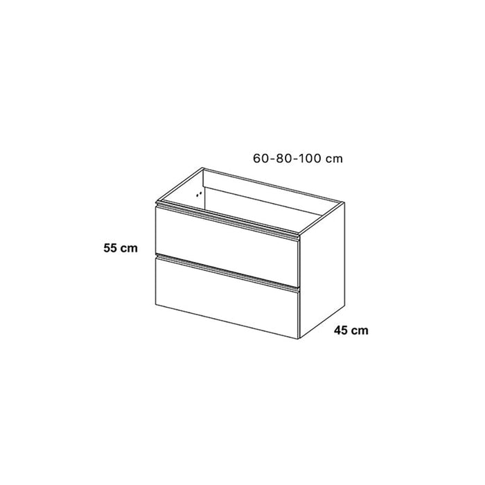 VISOBATH GRANADA Mueble de Baño con Lavabo Suspendido 2 Cajones Color Gris Ceniza Tirador Blanco
