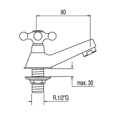 TRES 132100C CLASIC-TRES Grifo Lavabo De 1/2" Cromo