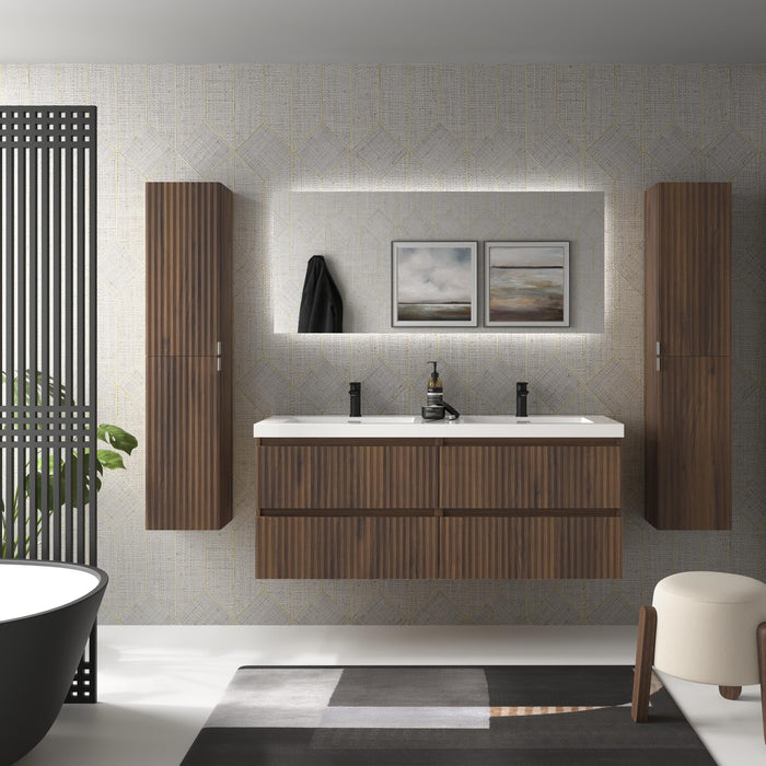 SALGAR 121751 KIRA Mueble de Baño 2 pozas Carga Mineral 140cm Nogal