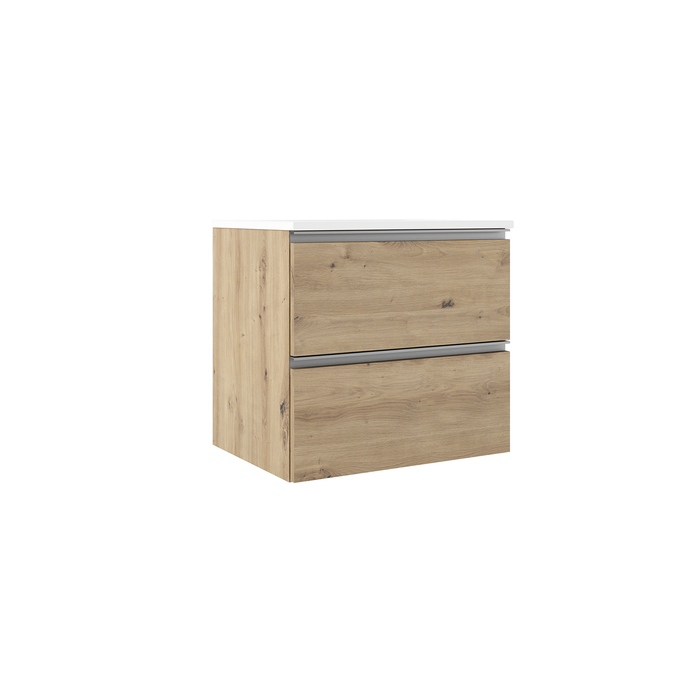 VISOBATH GRANADA Bathroom Furniture with Wall Hung Sink 2 Drawers Costa Oak Color Aluminum Handle