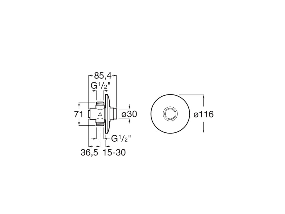 ROCA A5A2677C00 INSTANT Grifo de Paso Recto Temporizado Empotrable Ducha con Rosetón Redondo Cromo