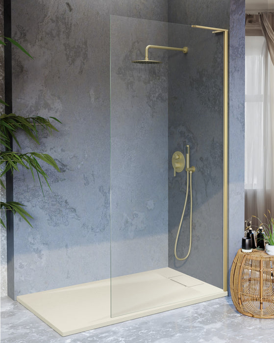 KASSANDRA FR703 FRESH Mampara Fijo Ducha Vidrio Transparente Oro Cepillado