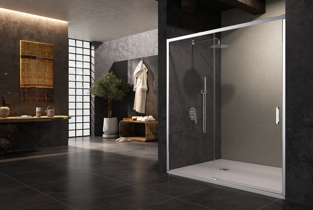 SB_X EASY Mampara Frontal Ducha 1F+1C Cromo Transparente