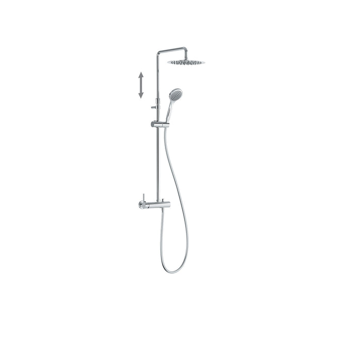 TRES 08119703 LEX-ALP Set of Single-Handle Telescopic Wall-Mounted 2-Way Faucet for Shower Chrome Color
